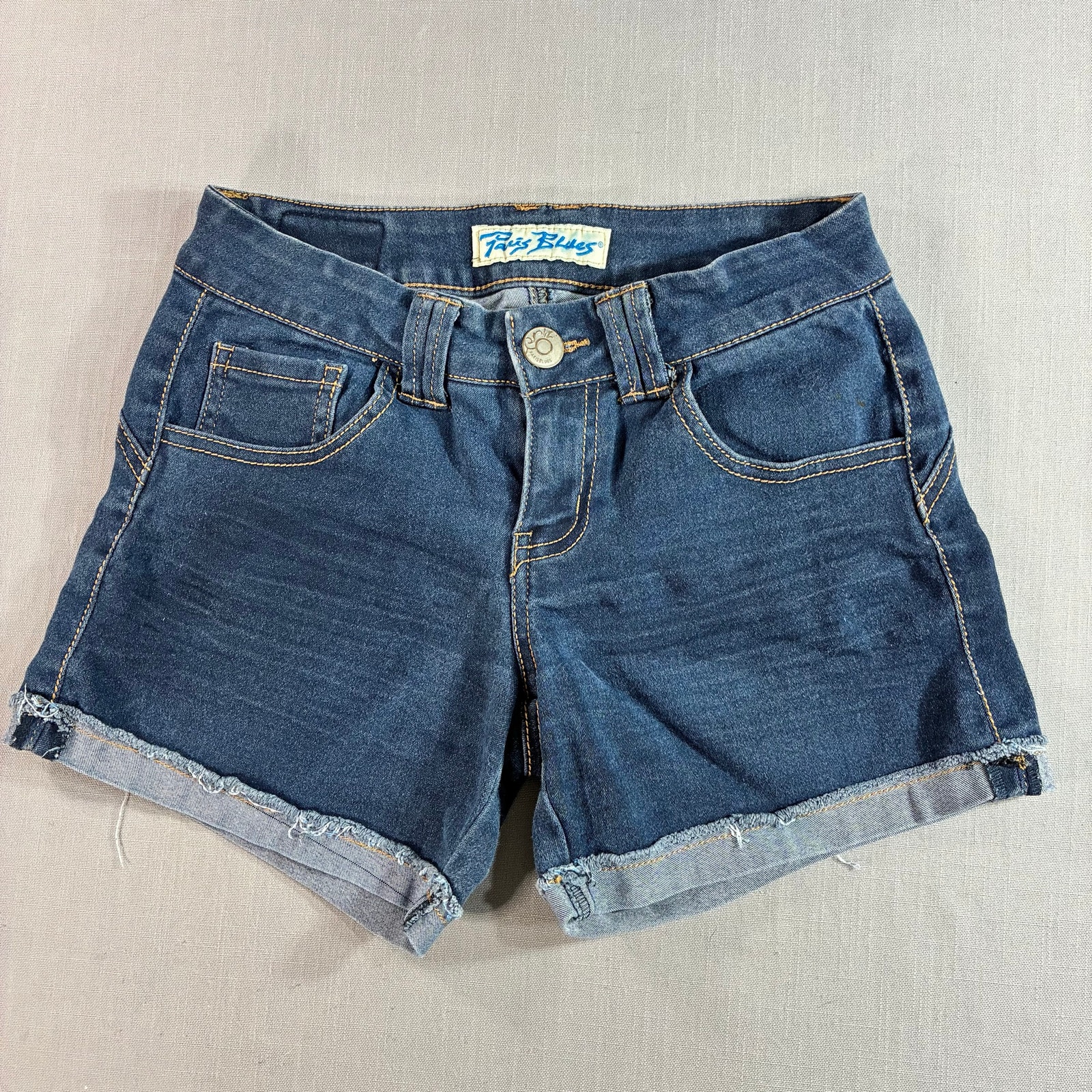 Paris Blues Denim Shorts Women’s Size 1 Blue Stretch Cuffed Raw Hem Jean Shorts